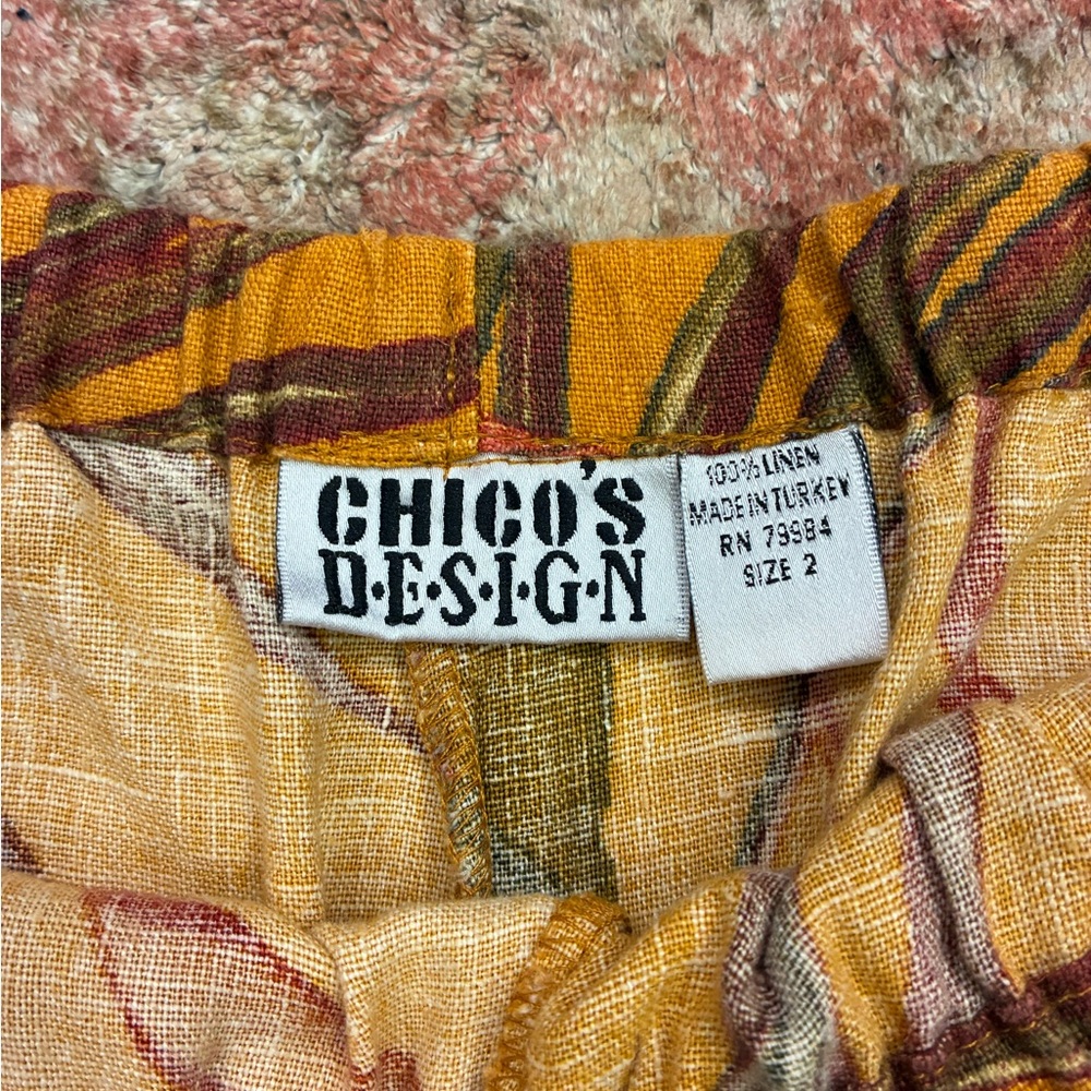 Chico's Mustard Yellow Tropical Floral Cropped Pants - Picture 2 of 6